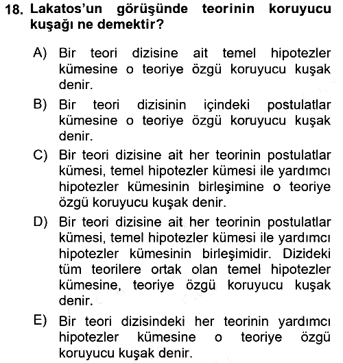 Bilim Felsefesi 2017-2018 Dönem Sonu Sınavı - 18. soru
