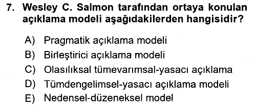 Bilim Felsefesi 2021-2022 Dönem Sonu Sınavı - 7. soru