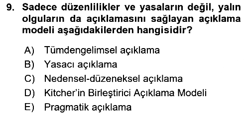 Bilim Felsefesi 2021-2022 Dönem Sonu Sınavı - 9. soru