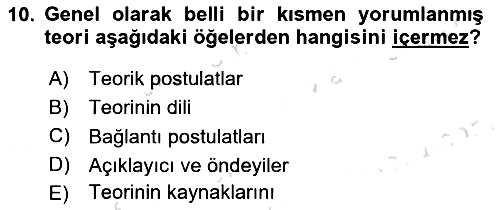 Bilim Felsefesi 2023-2024 Dönem Sonu Sınavı - 10. soru
