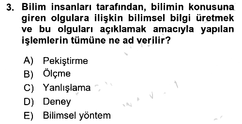 Bilim Felsefesi 2023-2024 Yaz Okulu Sınavı - 3. soru