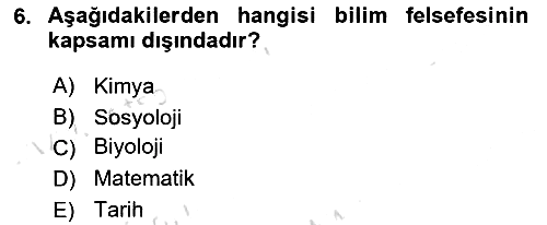 Bilim Felsefesi 2025-2026 Ara Sınav - 6. soru