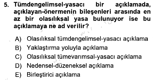 Bilim Felsefesi 2025-2026 Dönem Sonu Sınavı - 5. soru