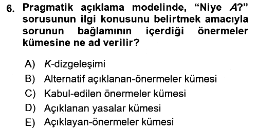 Bilim Felsefesi 2025-2026 Dönem Sonu Sınavı - 6. soru