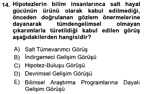 Bilim Felsefesi 2025-2026 Dönem Sonu Sınavı - 14. soru