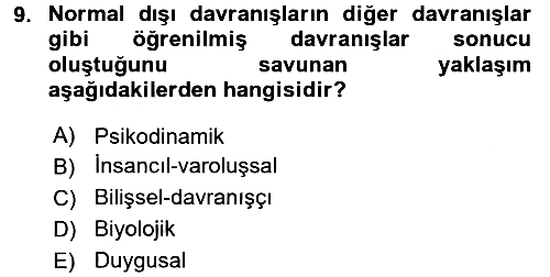 Birey ve Davranış 2017-2018 3 Ders Sınavı - 9. soru