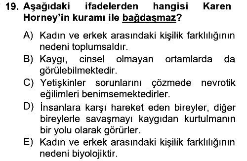 Birey ve Davranış 2012-2013 Ara Sınav - 19. soru
