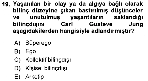 Birey ve Davranış 2016-2017 Ara Sınav - 19. soru
