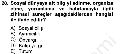 Birey ve Davranış 2012-2013 Dönem Sonu Sınavı - 20. soru