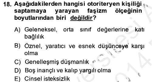 Birey ve Davranış 2013-2014 Dönem Sonu Sınavı - 18. soru