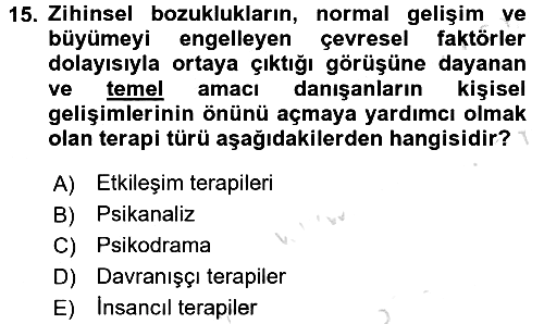 Birey ve Davranış 2016-2017 Dönem Sonu Sınavı - 15. soru