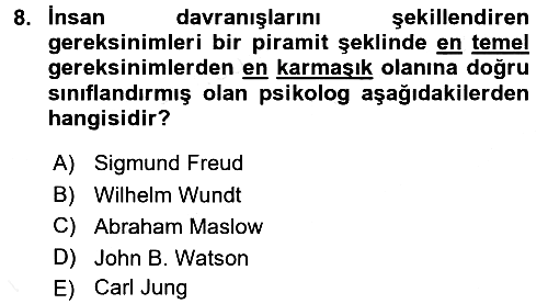 Birey ve Davranış 2017-2018 Dönem Sonu Sınavı - 8. soru