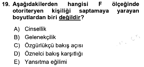 Birey ve Davranış 2024-2025 Dönem Sonu Sınavı - 19. soru