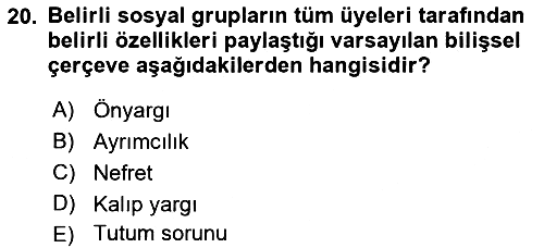 Birey ve Davranış 2018-2019 Yaz Okulu Sınavı - 20. soru