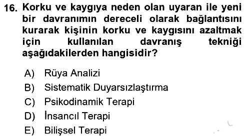 Birey ve Davranış 2023-2024 Yaz Okulu Sınavı - 16. soru