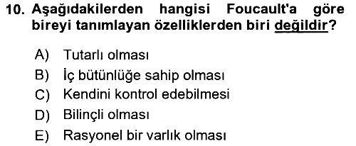 Çağdaş Sosyoloji Kuramları 2016-2017 3 Ders Sınavı - 10. soru