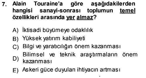 Çağdaş Sosyoloji Kuramları 2013-2014 Ara Sınav - 7. soru