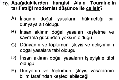 Çağdaş Sosyoloji Kuramları 2013-2014 Ara Sınav - 10. soru