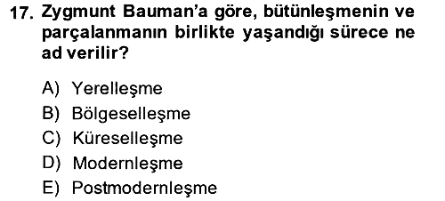Çağdaş Sosyoloji Kuramları 2014-2015 Ara Sınav - 17. soru