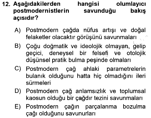 Çağdaş Sosyoloji Kuramları 2016-2017 Ara Sınav - 12. soru