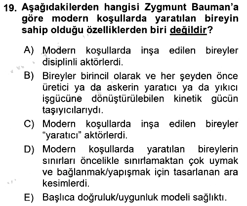 Çağdaş Sosyoloji Kuramları 2022-2023 Ara Sınav - 19. soru
