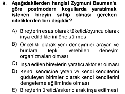 Çağdaş Sosyoloji Kuramları 2014-2015 Dönem Sonu Sınavı - 8. soru