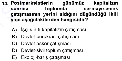 Çağdaş Sosyoloji Kuramları 2015-2016 Dönem Sonu Sınavı - 14. soru