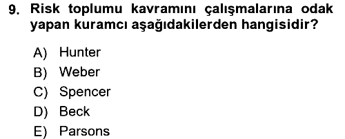 Çevre Sosyolojisi 2016-2017 3 Ders Sınavı - 9. soru