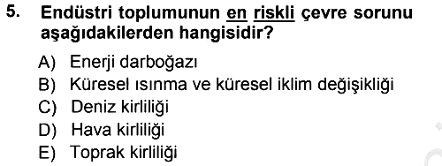 Çevre Sosyolojisi 2012-2013 Ara Sınav - 5. soru
