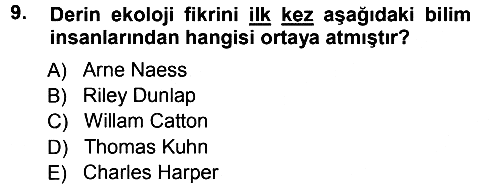 Çevre Sosyolojisi 2012-2013 Ara Sınav - 9. soru