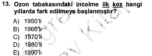 Çevre Sosyolojisi 2012-2013 Ara Sınav - 13. soru