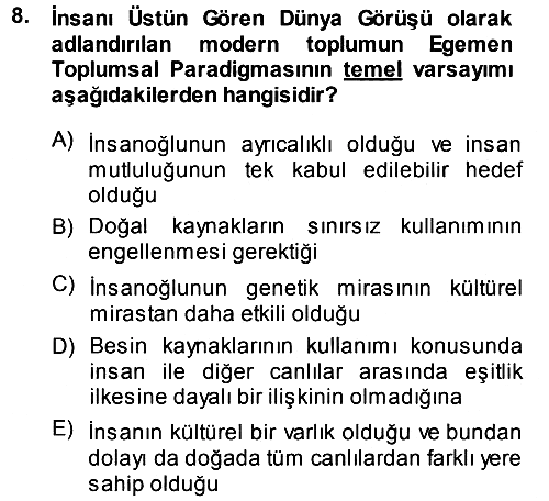 Çevre Sosyolojisi 2013-2014 Ara Sınav - 8. soru