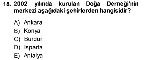 Çevre Sosyolojisi 2013-2014 Ara Sınav - 18. soru