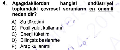 Çevre Sosyolojisi 2014-2015 Ara Sınav - 4. soru