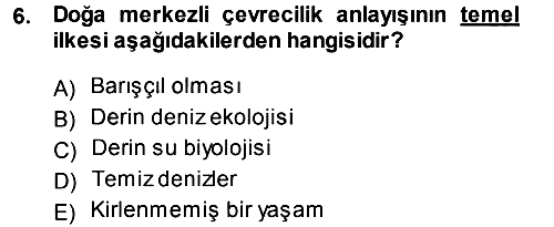 Çevre Sosyolojisi 2014-2015 Ara Sınav - 6. soru