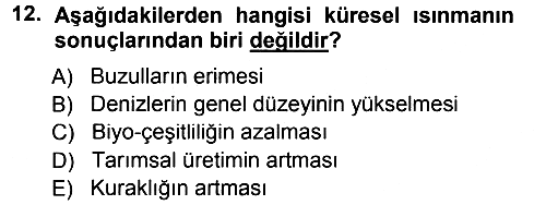 Çevre Sosyolojisi 2014-2015 Ara Sınav - 12. soru