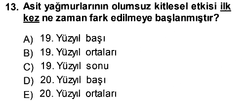Çevre Sosyolojisi 2014-2015 Ara Sınav - 13. soru