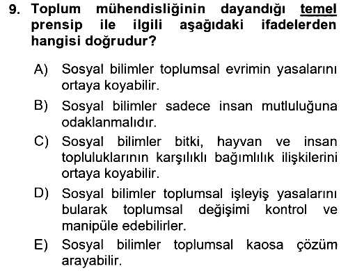Çevre Sosyolojisi 2016-2017 Ara Sınav - 9. soru