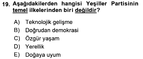 Çevre Sosyolojisi 2017-2018 Ara Sınav - 19. soru