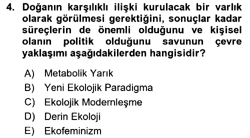 Çevre Sosyolojisi 2024-2025 Ara Sınav - 4. soru