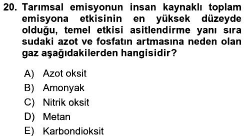 Çevre Sosyolojisi 2024-2025 Ara Sınav - 20. soru