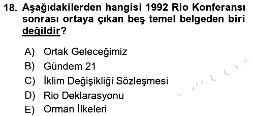 Çevre Sosyolojisi 2023-2024 Ara Sınav - 18. soru