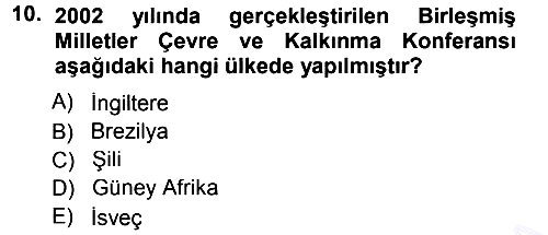 Çevre Sosyolojisi 2012-2013 Dönem Sonu Sınavı - 10. soru
