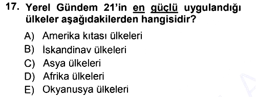 Çevre Sosyolojisi 2012-2013 Dönem Sonu Sınavı - 17. soru