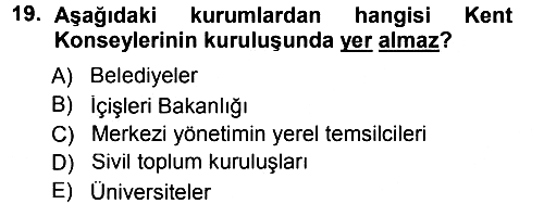 Çevre Sosyolojisi 2012-2013 Dönem Sonu Sınavı - 19. soru