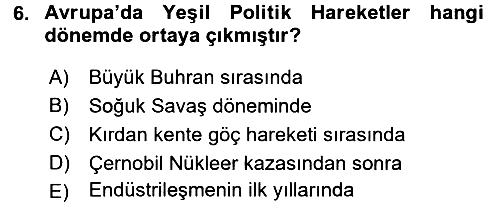 Çevre Sosyolojisi 2015-2016 Dönem Sonu Sınavı - 6. soru