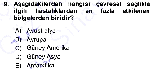 Çevre Sosyolojisi 2015-2016 Dönem Sonu Sınavı - 9. soru