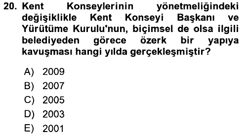 Çevre Sosyolojisi 2015-2016 Dönem Sonu Sınavı - 20. soru