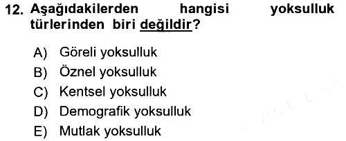 Çevre Sosyolojisi 2016-2017 Dönem Sonu Sınavı - 12. soru