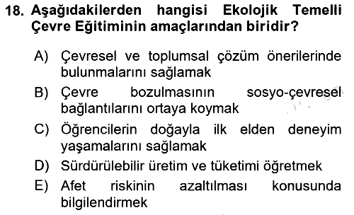 Çevre Sosyolojisi 2024-2025 Dönem Sonu Sınavı - 18. soru